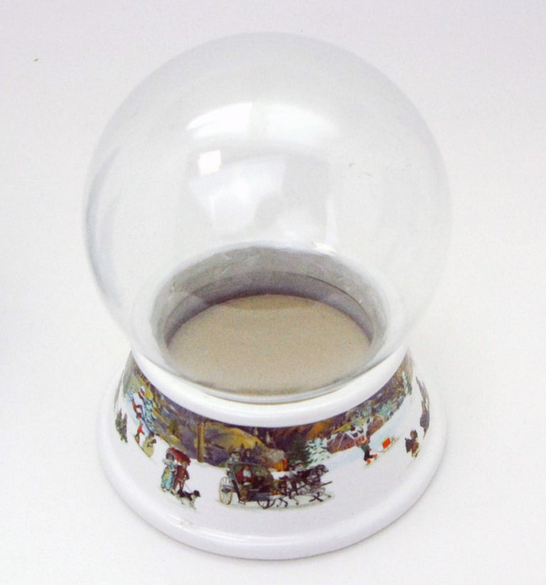 100mm Bastelset Porzellan Sockel nostalgische Schneeelandschaft mit DIY-Schneekugel für Spieluhr - Schneekugelhaus