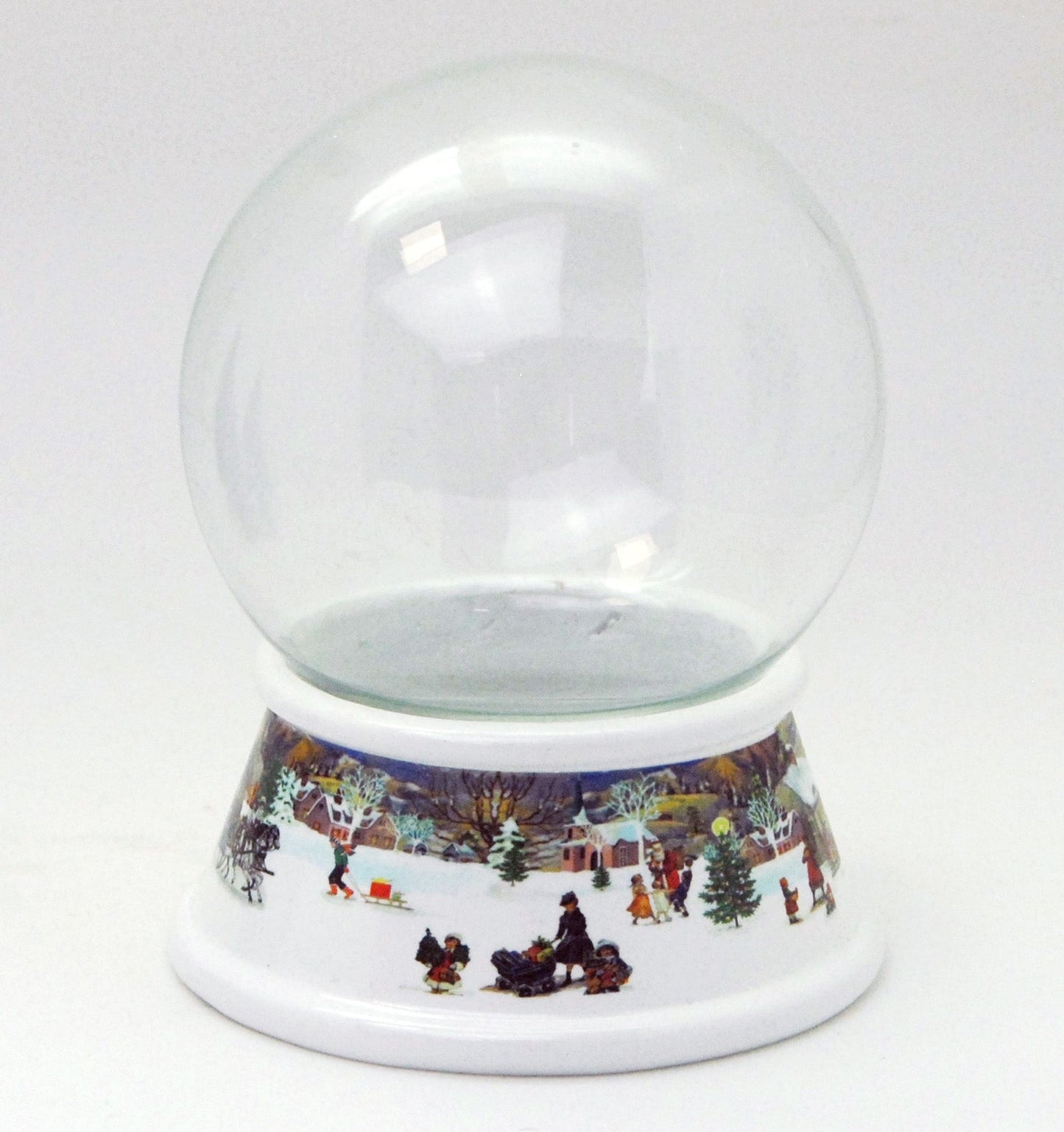 100mm Bastelset Porzellan Sockel nostalgische Schneeelandschaft mit DIY-Schneekugel für Spieluhr - Schneekugelhaus