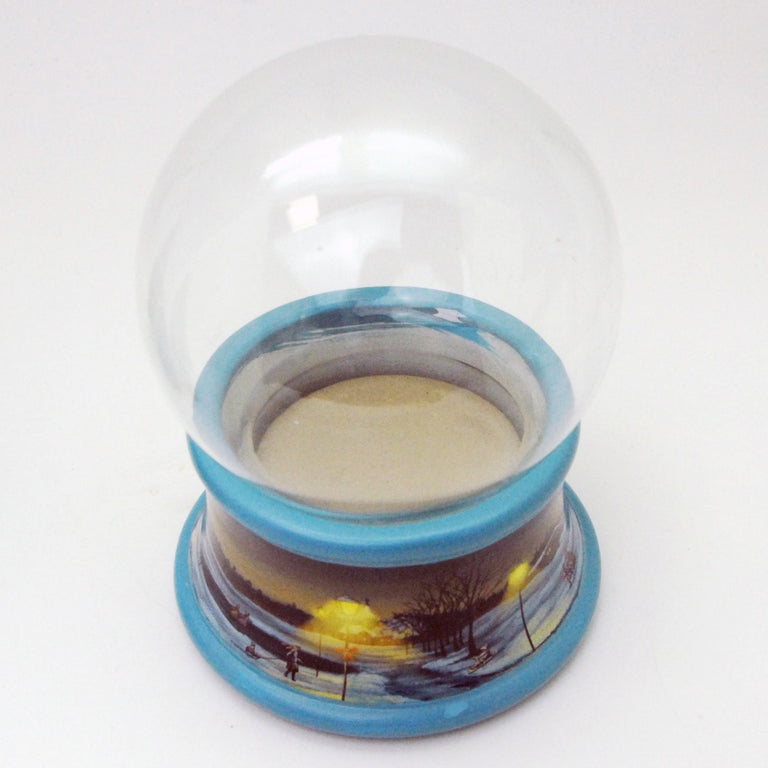 100mm Bastelset Porzellan Sockel Winterlandschaft Eisläufer blauer Rand mit DIY-Schneekugel für Spieluhr - Schneekugelhaus