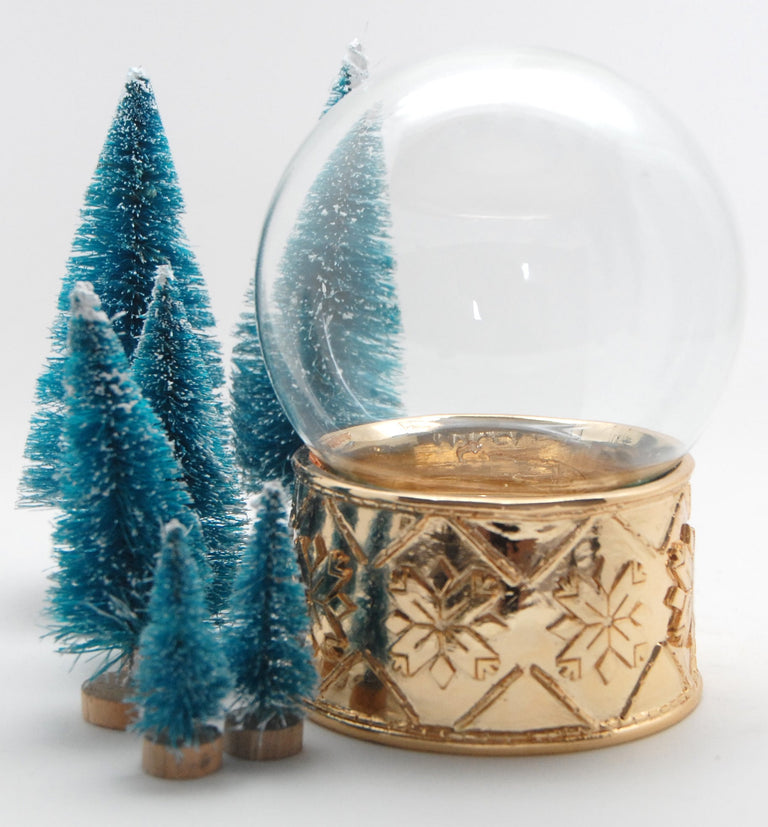 100mm-Do-it-Yourself Schneekugel mit Sockel Porzellan Kupfergold Relief Schneeflocke für Spieluhr - Schneekugelhaus