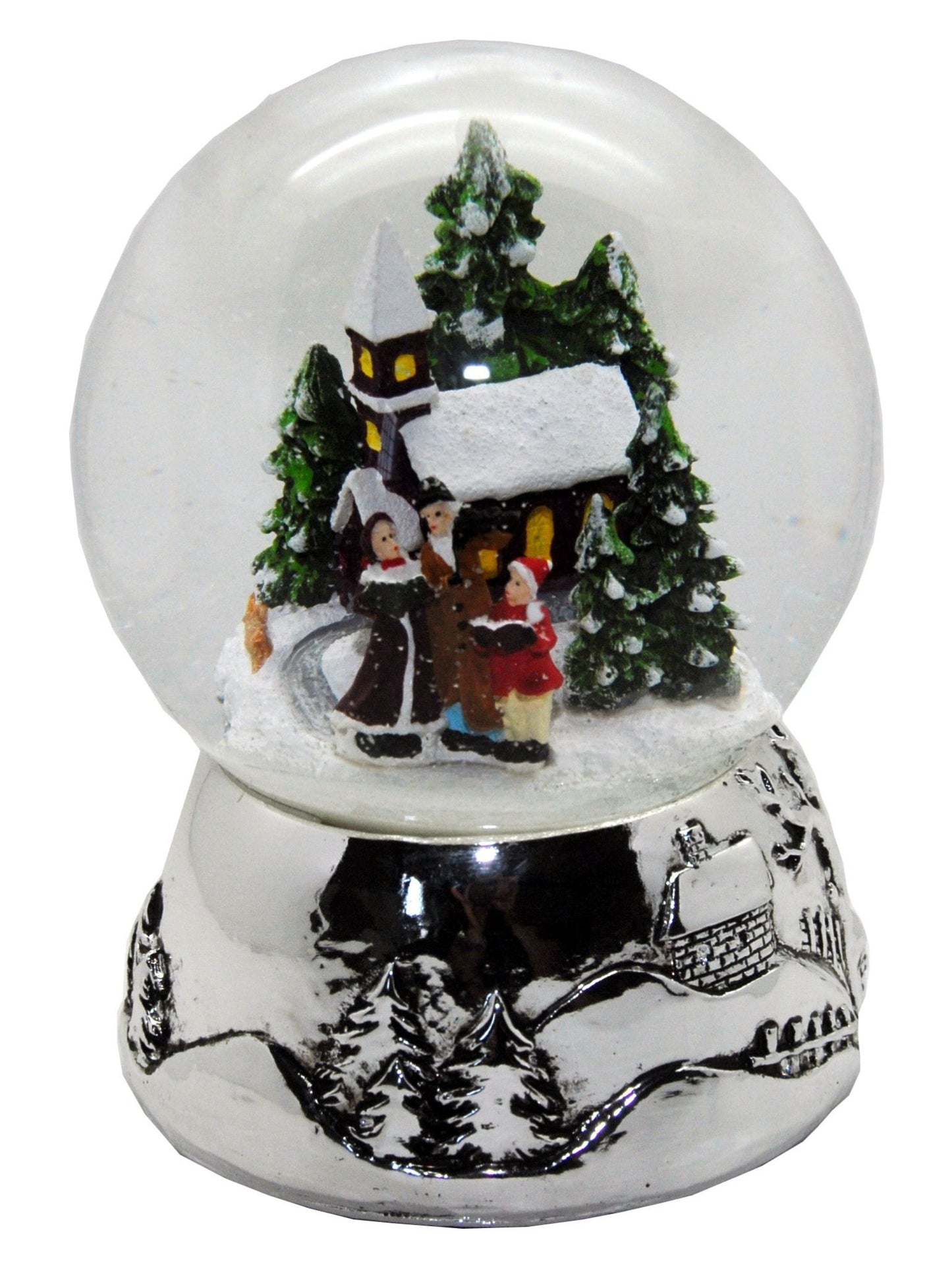 100mm-Do-it-Yourself Schneekugel mit Sockel Porzellan silber Landschaft für Spieluhr - Schneekugelhaus