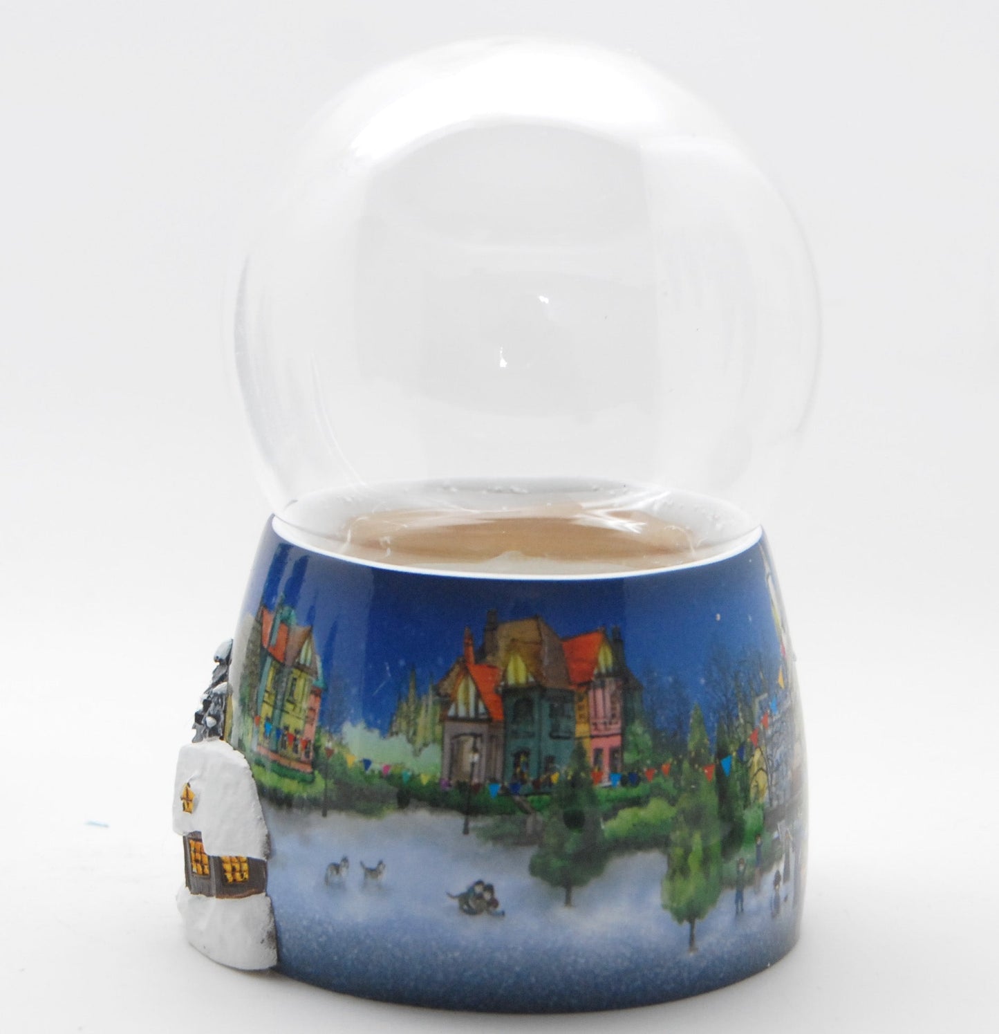 100mm-Do-it-Yourself Schneekugel mit Sockel Weihnachtsmarkt mit Haus für Spieluhr - Schneekugelhaus