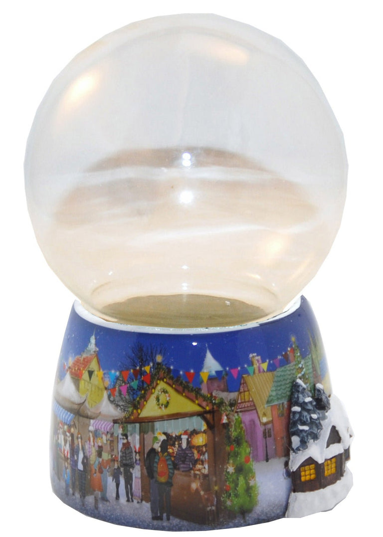 100mm-Do-it-Yourself Schneekugel mit Sockel Weihnachtsmarkt mit Haus für Spieluhr - Schneekugelhaus