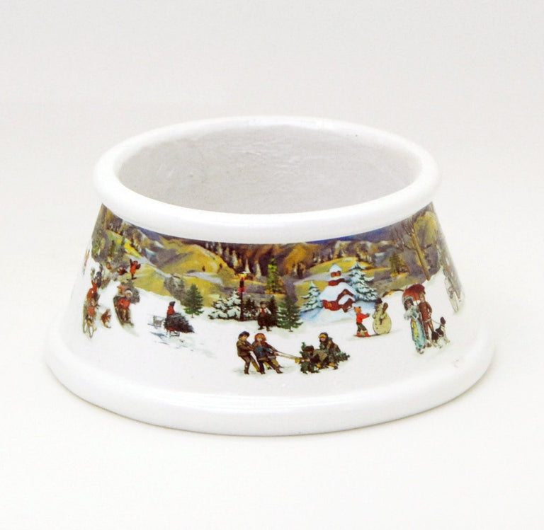 100mm Porzellan Sockel nostalgische Schneelandschaft für DIY-Schneekugel - Schneekugelhaus
