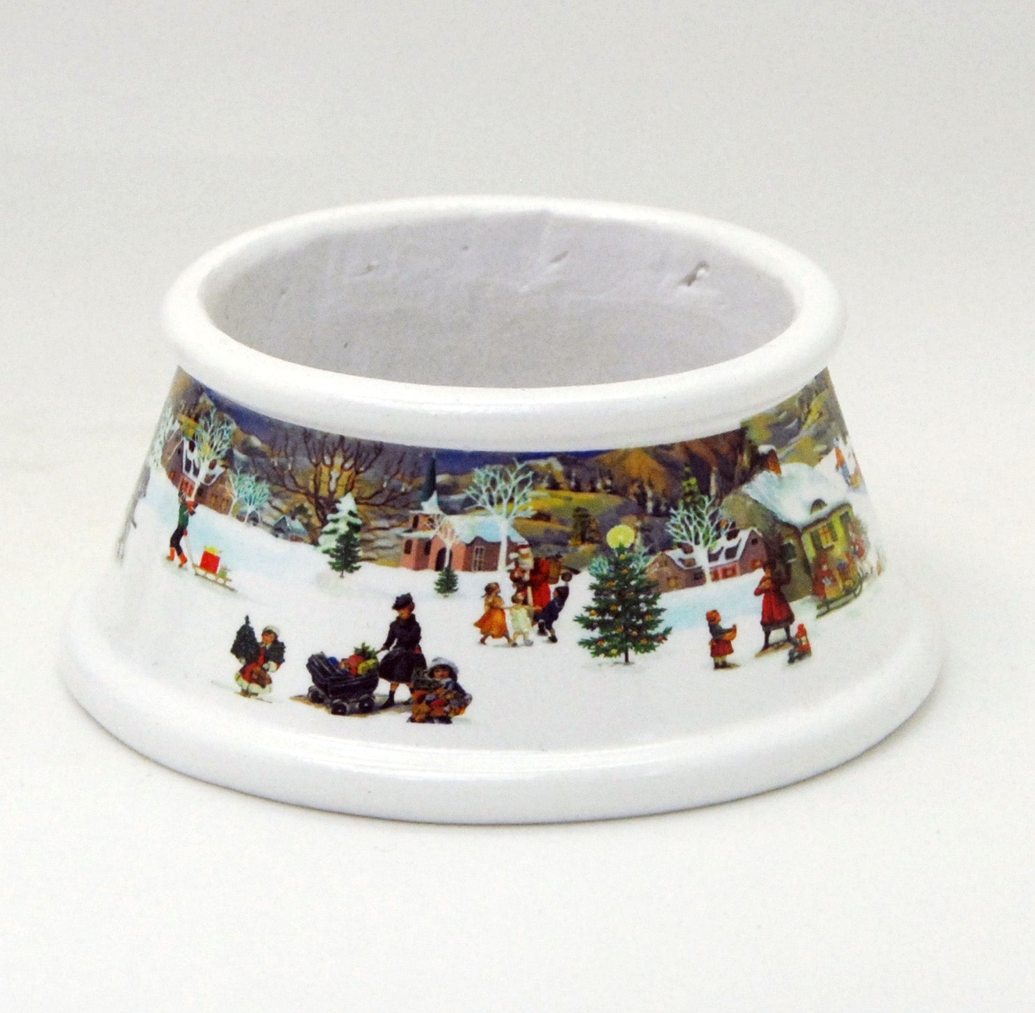 100mm Porzellan Sockel nostalgische Schneelandschaft für DIY-Schneekugel - Schneekugelhaus