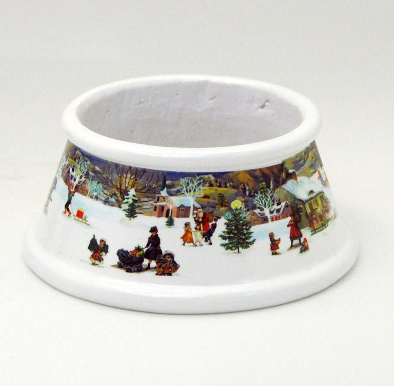 100mm Porzellan Sockel nostalgische Schneelandschaft für DIY-Schneekugel - Schneekugelhaus
