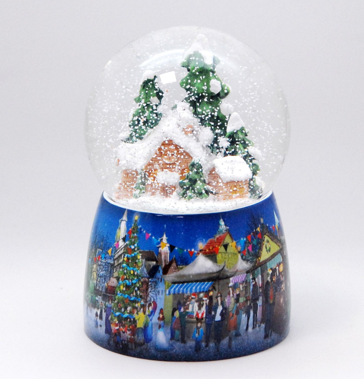 Nostalgie-Schneekugel Hüttenzauber mit Spieluhr - 100mm Durchmesser - Schneekugelhaus