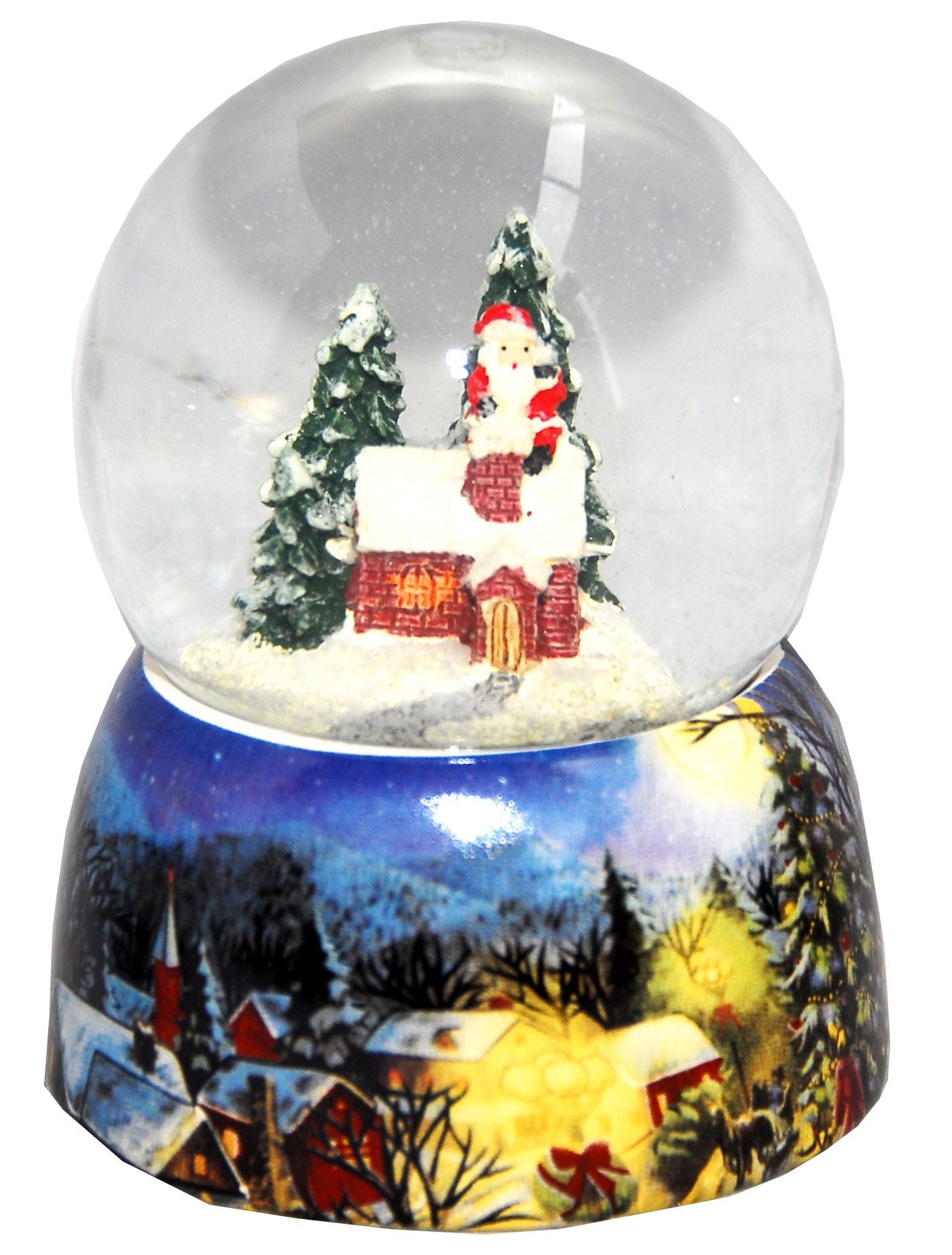 Nostalgische Schneekugel Santa im Kamin 65mm - Schneekugelhaus