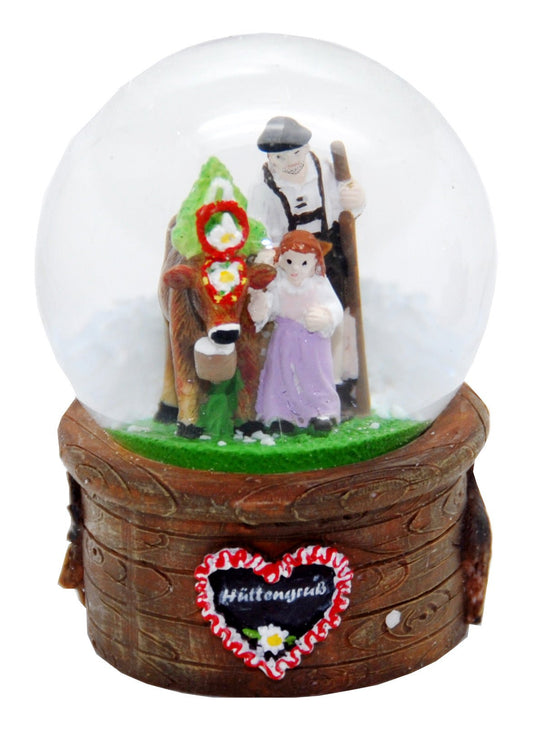 Souvenir Schneekugel Hüttengruß Almabtrieb - Luftblase - Schneekugelhaus